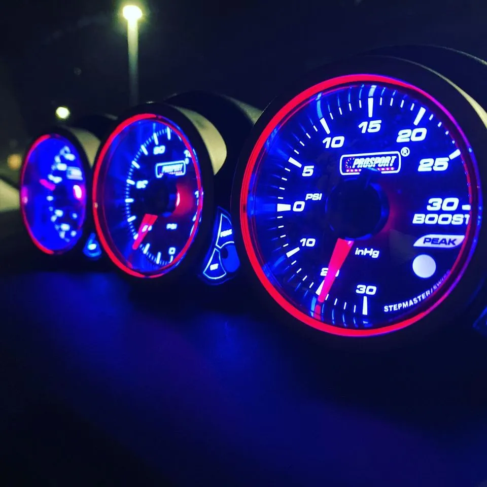 Boost and performance gauges in a tuned car, CJ Performance Mansfield